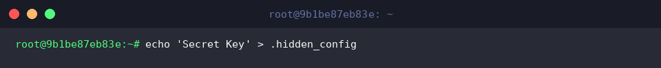 echo ‘Secret Key’ > .hidden_config