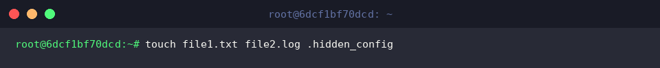 touch file1.txt file2.log .hidden_config