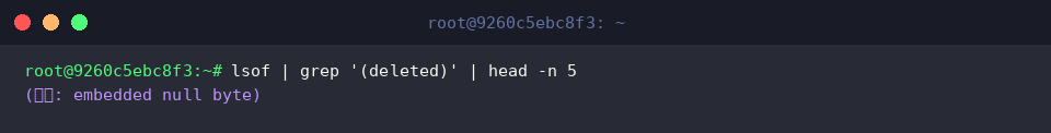 lsof | grep &lsquo;(deleted)&rsquo; | head -n 5