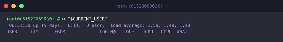 w &ldquo;$CURRENT_USER&rdquo;