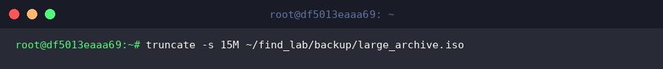 truncate -s 15M ~/find_lab/backup/large_archive.iso