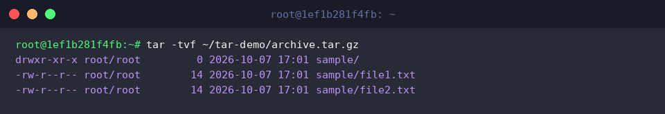 tar -tvf ~/tar-demo/archive.tar.gz