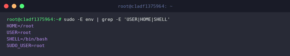 Preserving user environment variables with sudo -E