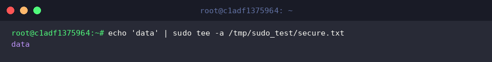 Appending content to privileged files with tee