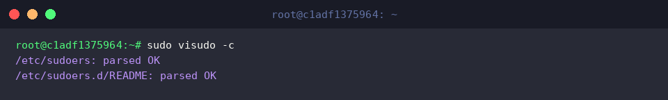 Validating sudoers syntax structure