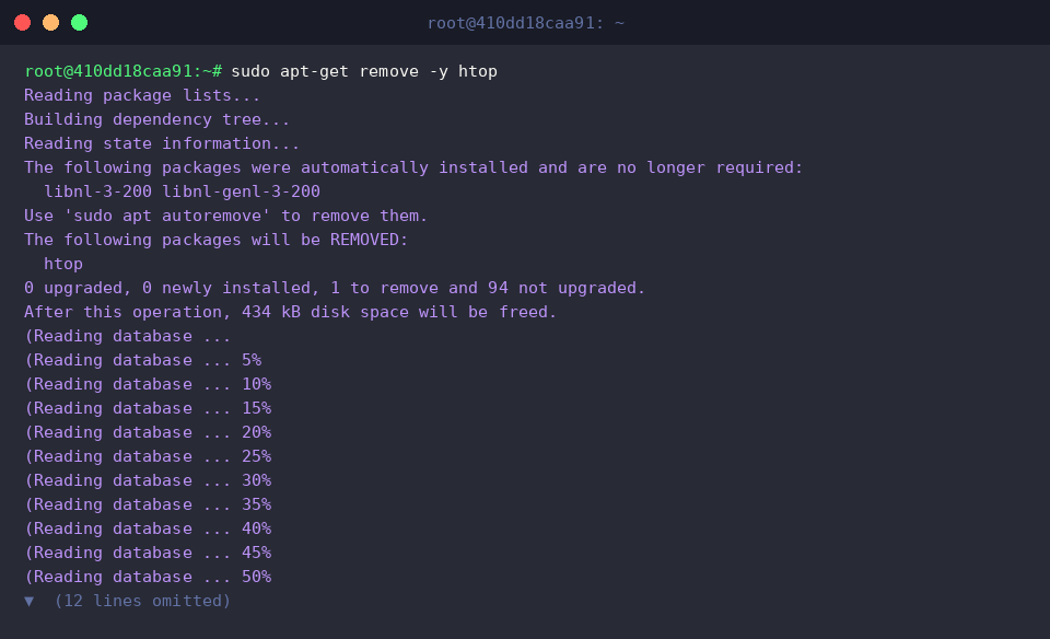 Uninstalling htop package binary