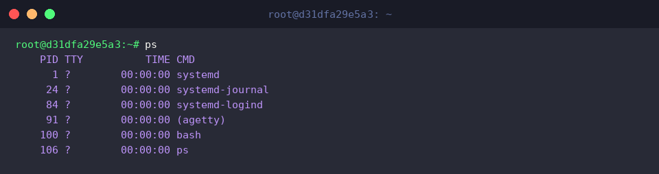 Standard ps output