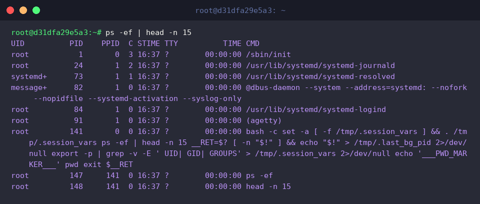 Tracking process trees via ps -ef