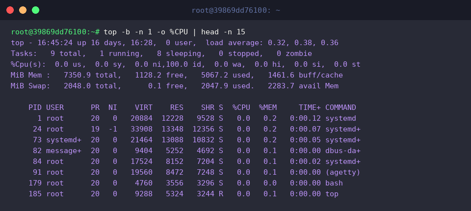 Sorting the process list by processor consumption to uncover compute bottlenecks