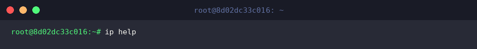Listing ip command syntax and subcommands via ip help