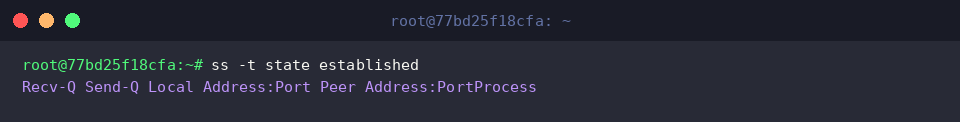 Filtering for active established TCP connections
