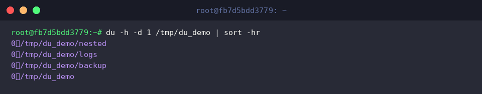 Arranging top-tier directories by footprint in descending order