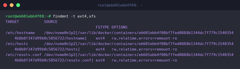 Inspecting block filesystems using findmnt
