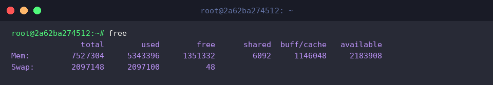 Default free command output