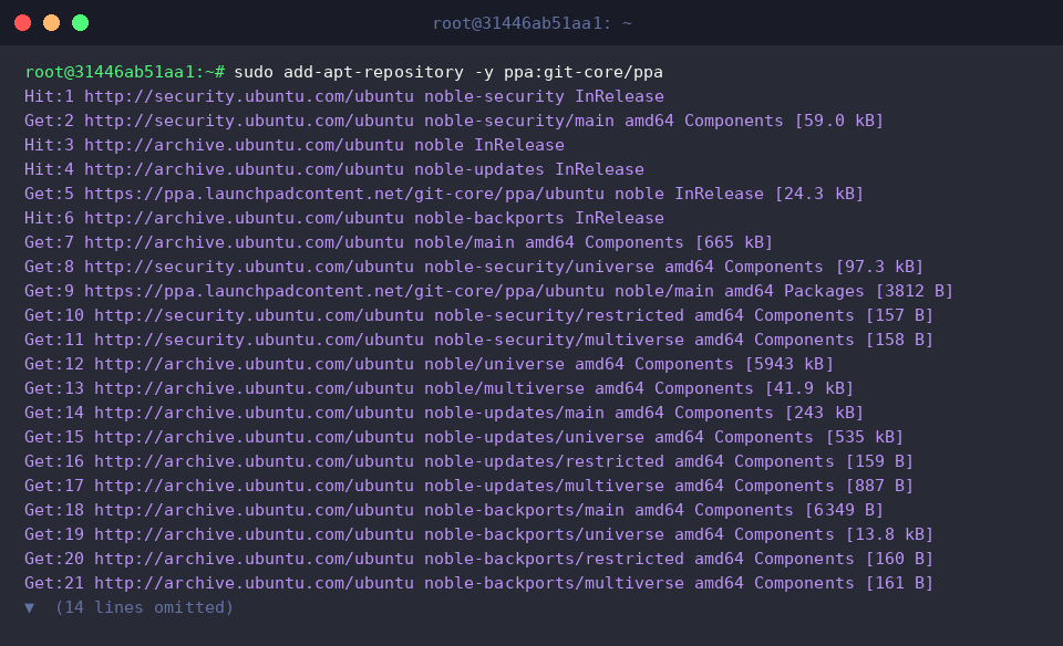 Adding the official Git Core PPA
