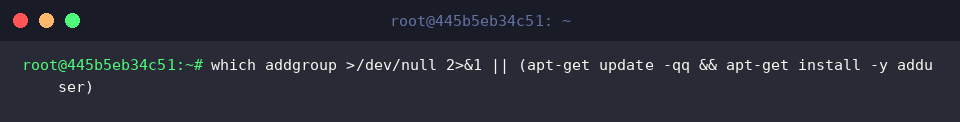Verifying presence of addgroup and provisioning adduser package