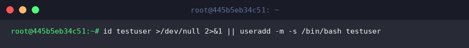 Checking user existence and provisioning testuser if missing