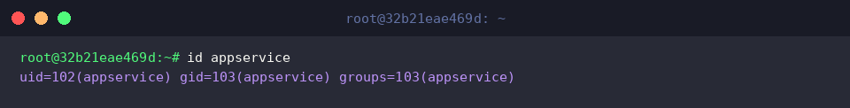 Validating daemon UID and GID mapping with id command