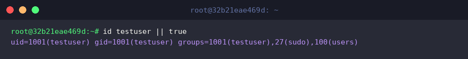 Verifying complete account removal with id testuser