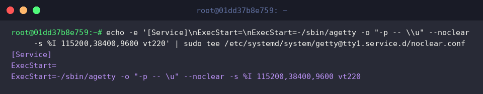 Injecting custom agetty flags via a drop-in override
