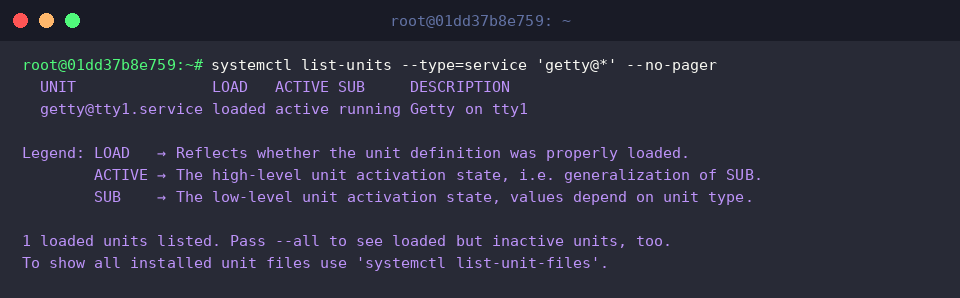 Listing active virtual terminal service instances