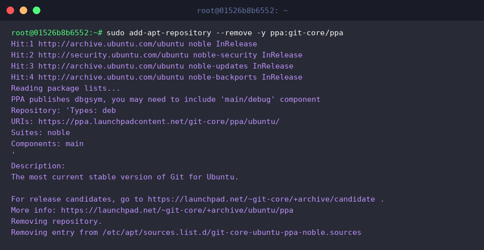 Removing registered PPA with the remove option