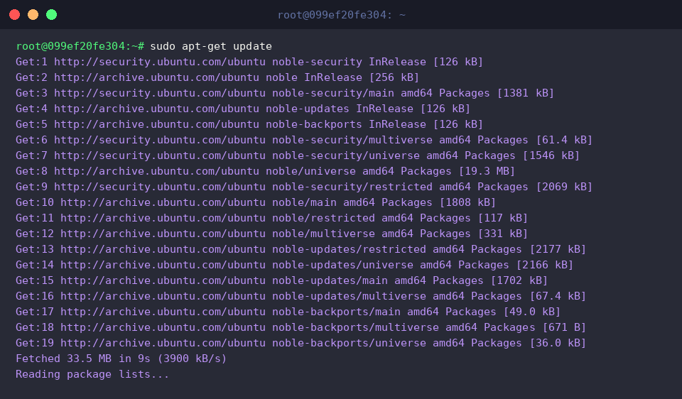 Executing apt-get update to refresh remote package indexes