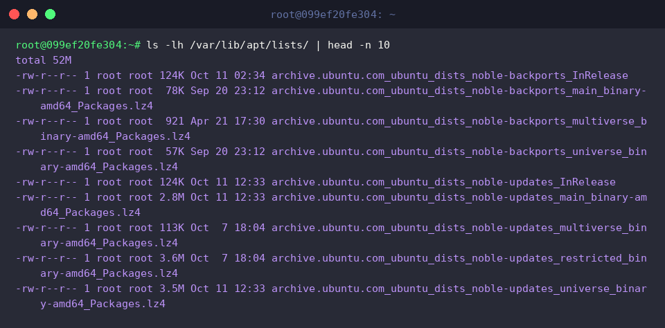 Listing downloaded package lists under var lib apt lists
