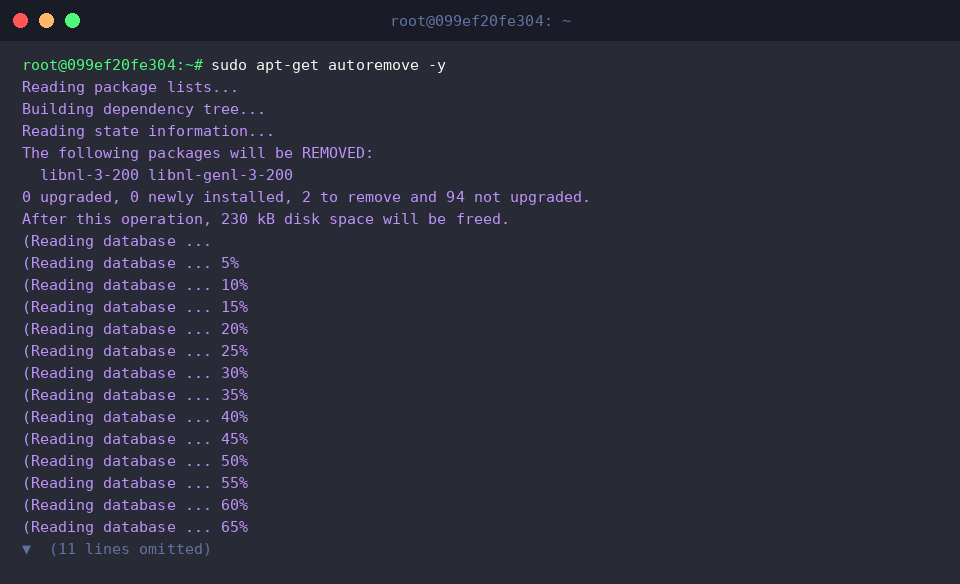 Pruning orphaned dependency libraries with autoremove