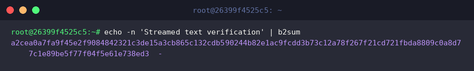 Streaming standard input into b2sum