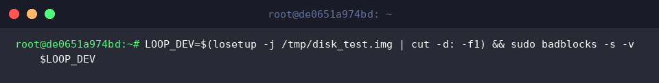 Running badblocks with verbose logging and percentage indicators