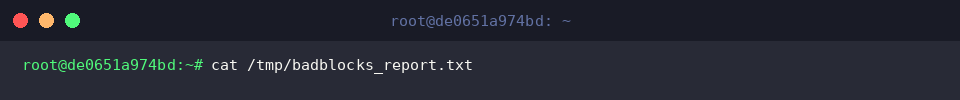 Reviewing the generated badblocks summary file