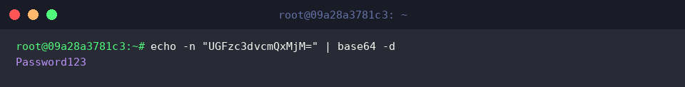 Reversing the raw credential string using base64 -d