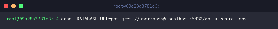 Setting up sample database environment configuration