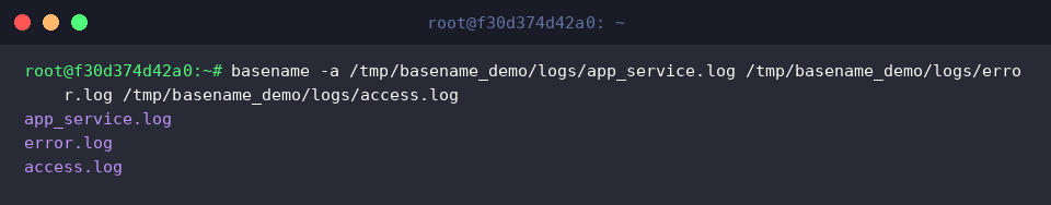 Batch extracting filenames with the -a option