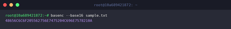basenc –base16 sample.txt