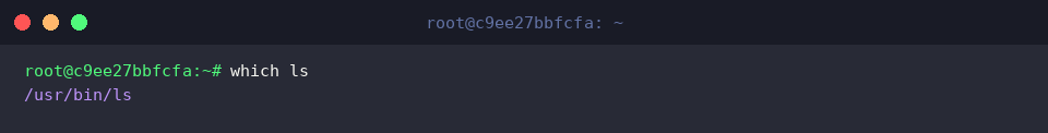 Locating the ls executable path with which