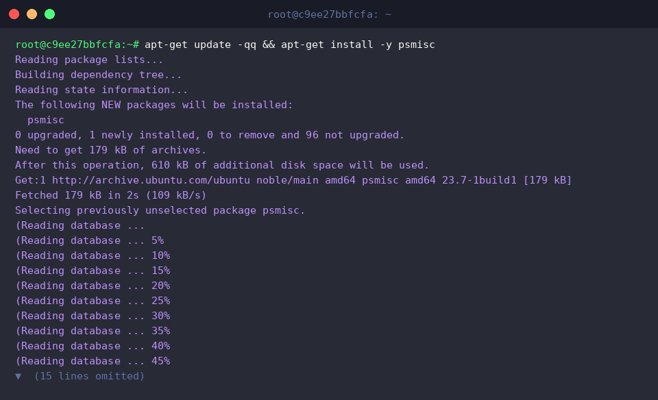 Installing psmisc via apt package manager