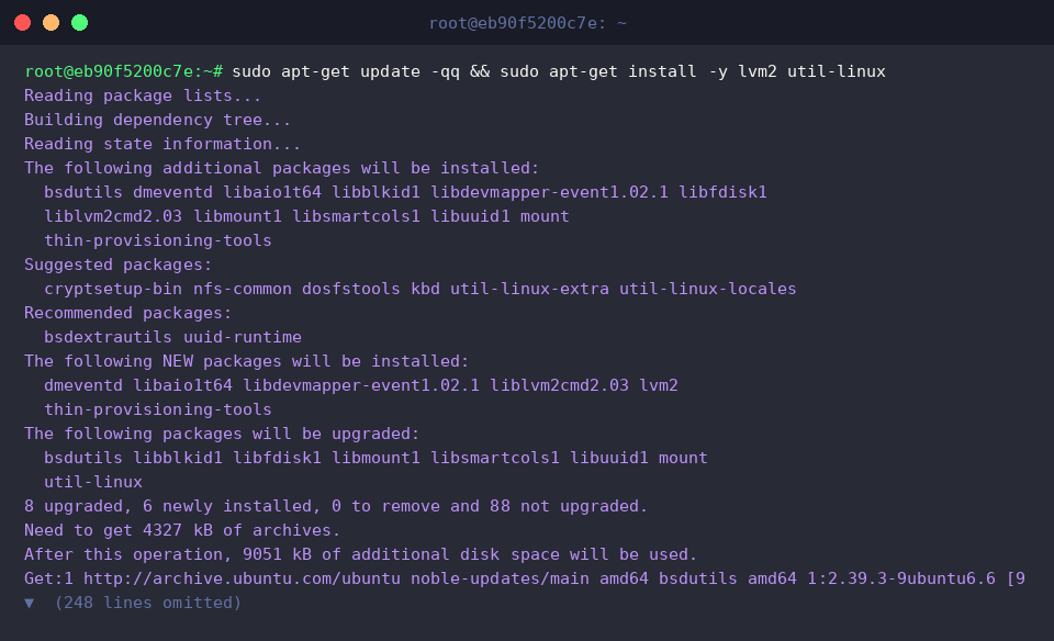 Installing lvm2 and util-linux packages