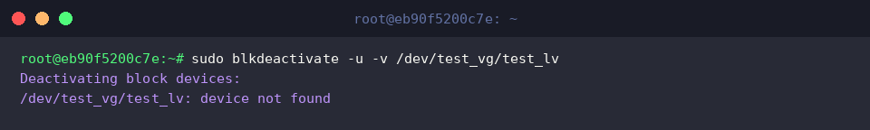 Executing blkdeactivate with unmount and verbose flags