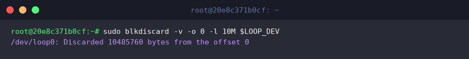Discarding designated range with offset and length
