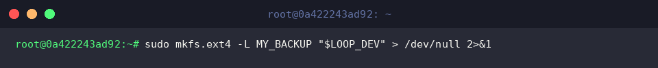Formatting loopback volume with custom volume label