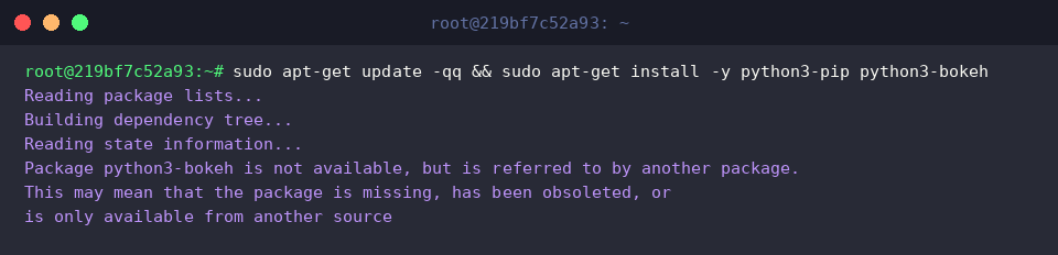 Installing Python pip and Bokeh packages via apt