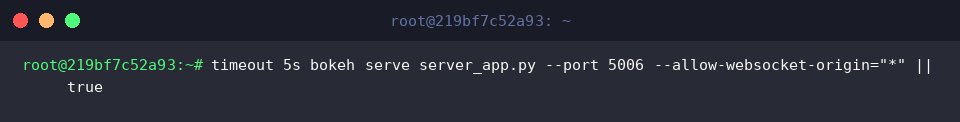 Spawning interactive Bokeh server process on port 5006