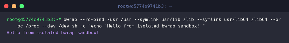 Executing a basic sandbox with bwrap