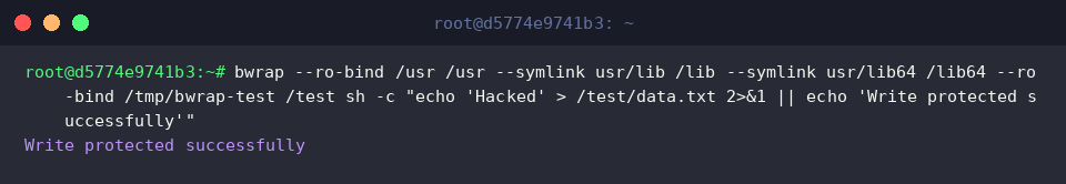 Testing write protection inside the read-only sandbox