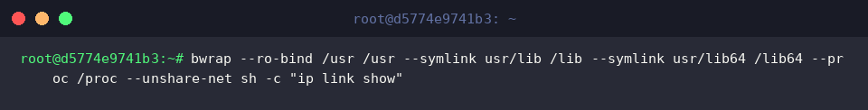 Checking network interfaces inside the unshared network namespace
