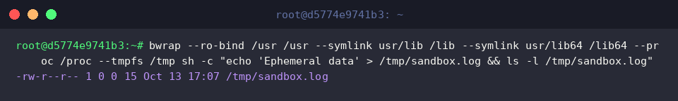 Creating ephemeral files inside tmpfs