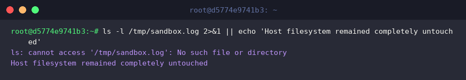 Verifying that host filesystem remains untouched