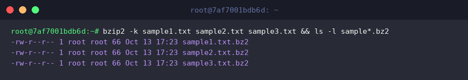 Compress files with bzip2 keeping source files